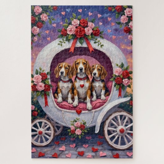 Beagles Dog Valentine's Day  ジグソーパズル (縦)