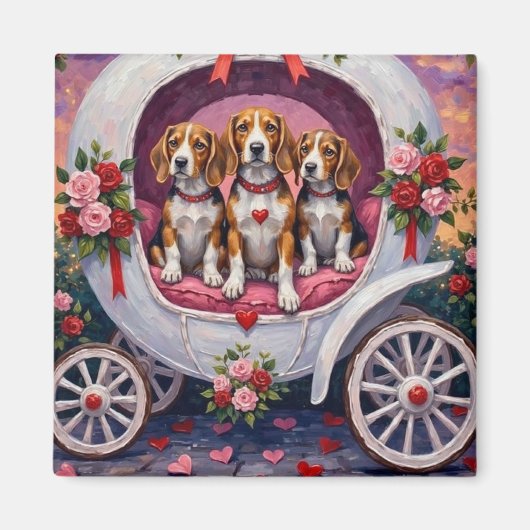 Beagles Dog Valentine's Day  マグネット (正面)