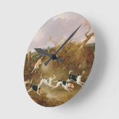 Beagles in Full Cry, 1845 (キャンバス油) ラウンド壁時計 (傾斜)