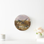 Beagles in Full Cry, 1845 (キャンバス油) ラウンド壁時計 (ホーム)