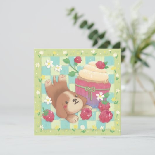 Beagle's Picnic Day with Raspberry Cupcake カード (スタンド正面)