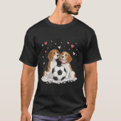 Beagles  with soccer ball for Valentine's Day Tシャツ (正面)