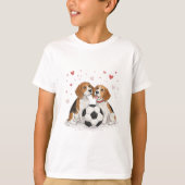 Beagles  with soccer ball for Valentine's Day Tシャツ (正面)