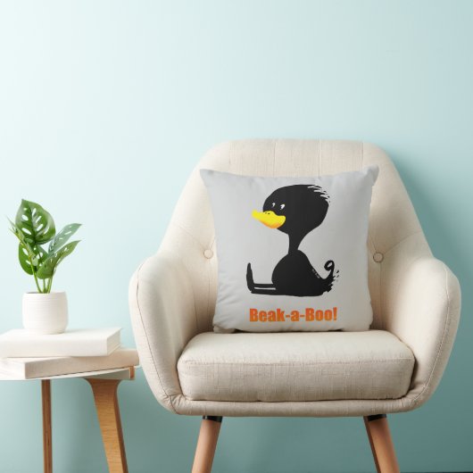 Beak-a-Boo! Cute Cartoon Duck with Funny Pun クッション (椅子)