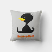 Beak-a-Boo! Cute Cartoon Duck with Funny Pun クッション (正面)