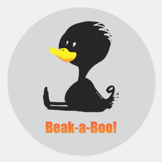 Beak-a-Boo! Cute Cartoon Duck with Funny Pun ラウンドシール (正面)