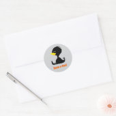 Beak-a-Boo! Cute Cartoon Duck with Funny Pun ラウンドシール (封筒)