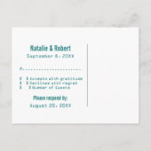 Beaker RSVPお洒落ポストカード、アクア インビテーションポストカード (裏面)