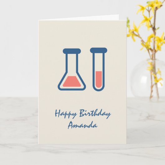 Beaker & Test Tube Scienceをテーマにした誕生日 カード (黄色い花)