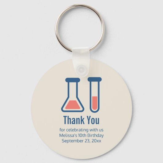 Beaker & Test Tube Scienceをテーマにした誕生日 キーホルダー (正面)
