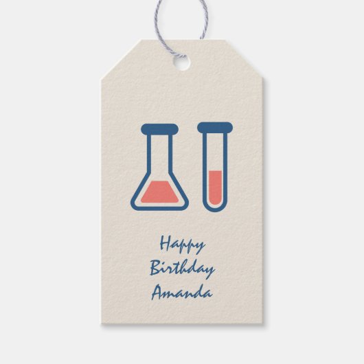 Beaker & Test Tube Scienceをテーマにした誕生日 ギフトタグ (正面)