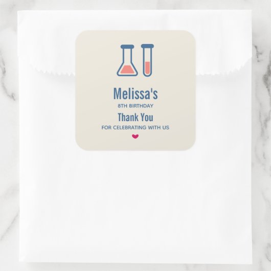 Beaker & Test Tube Scienceをテーマにした誕生日 スクエアシール (バッグ)