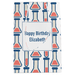 Beaker & Test Tube Scienceをテーマにした誕生日 ミディアムペーパーバッグ