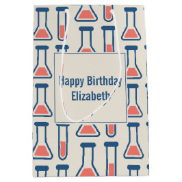 Beaker & Test Tube Scienceをテーマにした誕生日 ミディアムペーパーバッグ