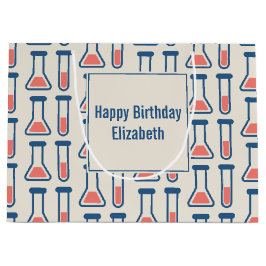 Beaker & Test Tube Scienceをテーマにした誕生日 ラージペーパーバッグ