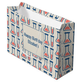 Beaker & Test Tube Scienceをテーマにした誕生日 ラージペーパーバッグ