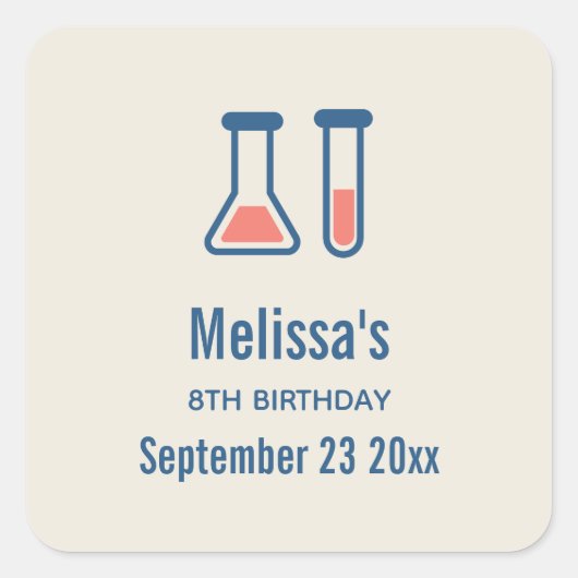 Beaker & Test Tube Scienceテーマ スクエアシール (正面)