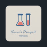 Beaker & Test Tube Scienceテーマ スクエア名刺<br><div class="desc">テストチューブとビーカーの可愛いスケッチを持つ名刺。科学タイプに最適。</div>