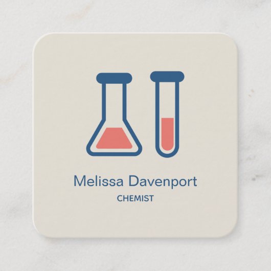 Beaker & Test Tube Scienceテーマ スクエア名刺 (正面)