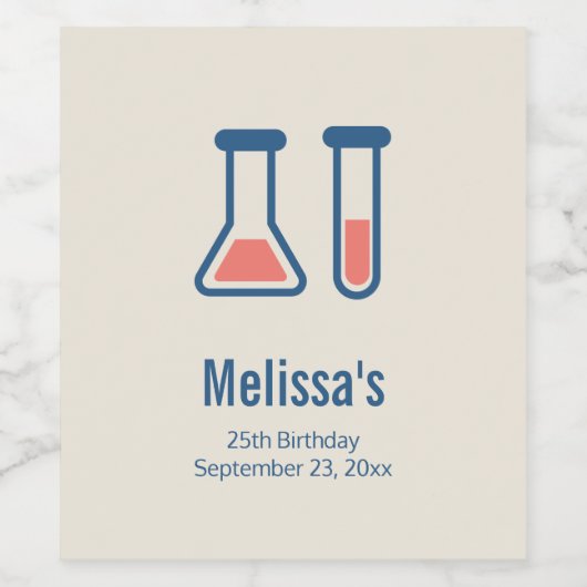 Beaker & Test Tube Scienceテーマ ワインラベル (シングルラベル)