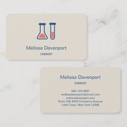 Beaker & Test Tube Scienceテーマ 名刺 (正面/裏面)