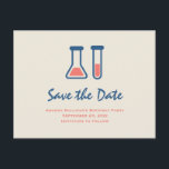 Beaker & Test Tube Science Themed Save the Date インビテーションポストカード<br><div class="desc">テストチューブとビーカーの可愛いスケッチで日付はがきを保存する。科学をテーマにしたイベントに最適</div>