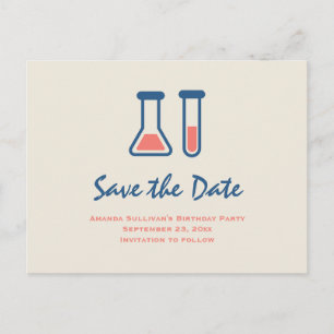 Beaker & Test Tube Science Themed Save the Date インビテーションポストカード