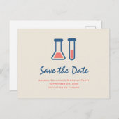 Beaker & Test Tube Science Themed Save the Date インビテーションポストカード (正面/裏面)