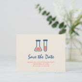 Beaker & Test Tube Science Themed Save the Date インビテーションポストカード (スタンド正面)
