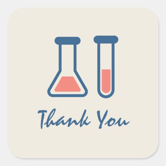 Beaker & Test Tube Science Themed Thank You スクエアシール (正面)