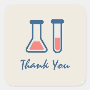 Beaker & Test Tube Science Themed Thank You スクエアシール
