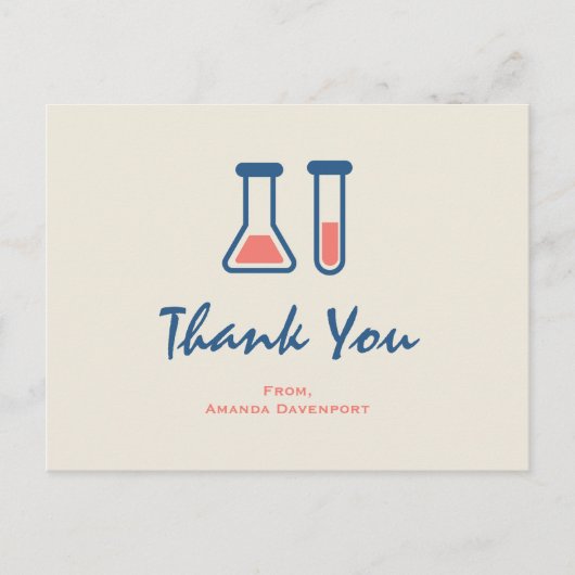 Beaker & Test Tube Science Themed Thank You ポストカード (正面)