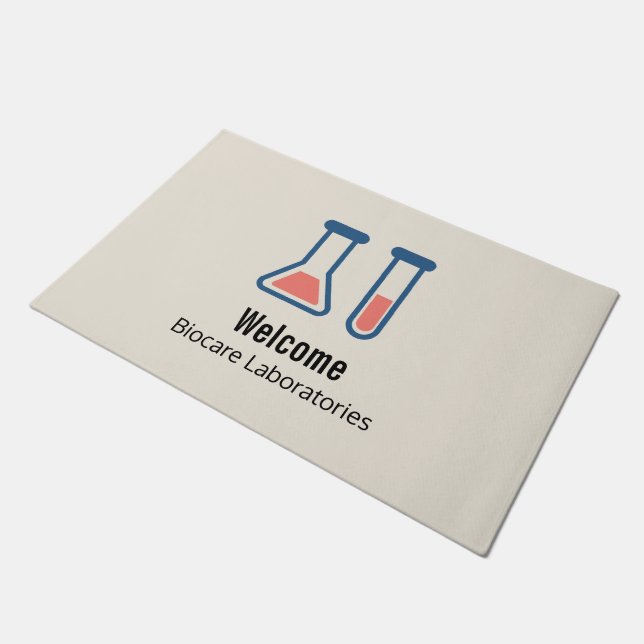 Beaker & Test Tube Science Themed Welcome ドアマット (アングル)
