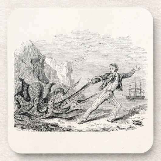 Beale Pouple Octopus Templateヴィンテージの氏のブランク コースター (正面)