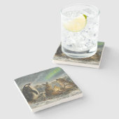 Beam Lingering Whimsical Aurora Animals Painting ストーンコースター (横)