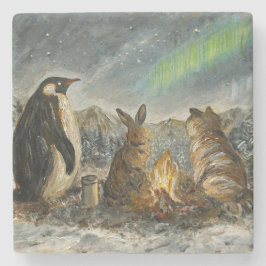 Beam Lingering Whimsical Aurora Animals Painting ストーンコースター