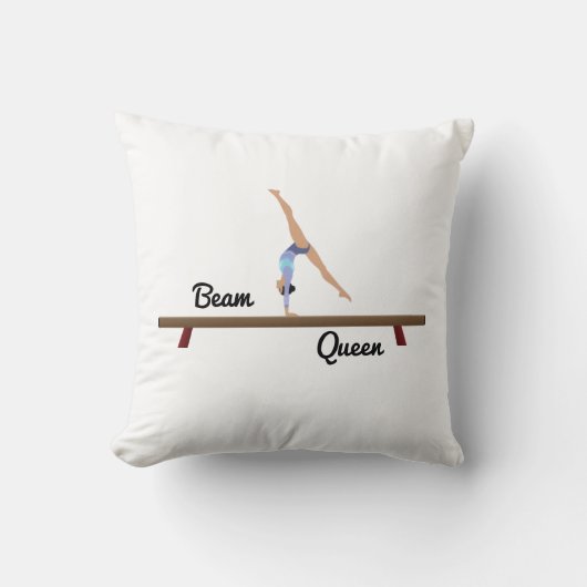Beam Queen Gymnastics Throw Pillow – Gymnast Gift クッション (正面)