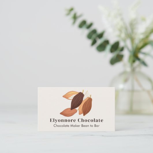 Bean to Bar Chocolate Maker Cocoa Pods Design 名刺 (スタンド正面)