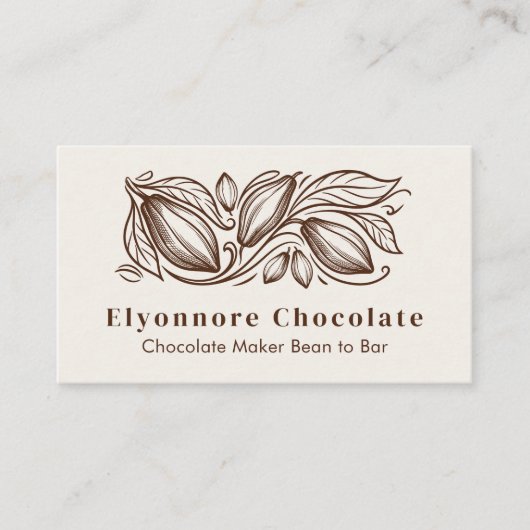 Bean to Bar Chocolate Maker Elegant Cocoa Design 名刺 (正面)