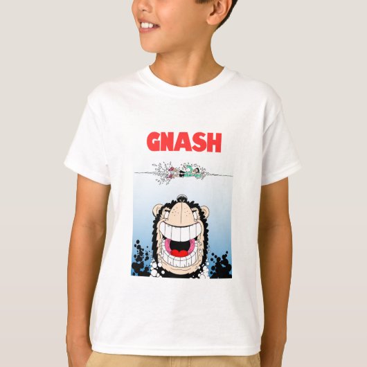 Beano Gnasher "Jaws"パロディ子供のTシャツ Tシャツ (正面)