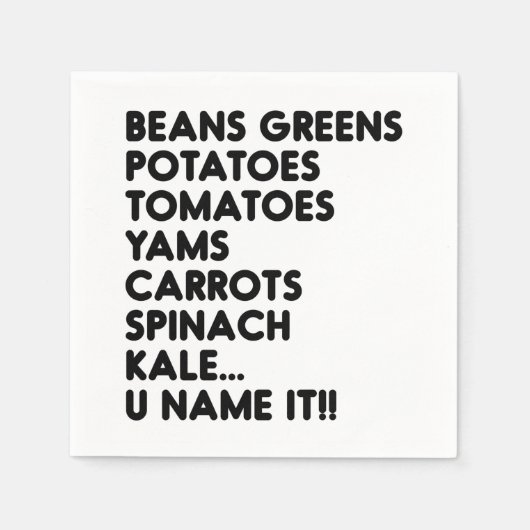 Beans GreensジャガイモU名前Itビーガン感謝祭 スタンダードカクテルナプキン (正面)