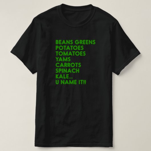 Beans GreensジャガイモU名前Itビーガン感謝祭 Tシャツ (デザイン正面)