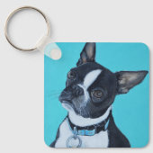 Beans the Boston Terrier Painting Keychain キーホルダー (正面)