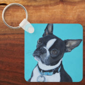 Beans the Boston Terrier Painting Keychain キーホルダー (正面)
