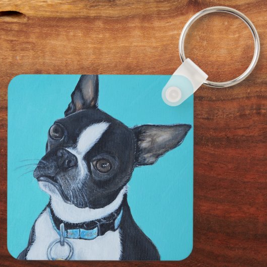 Beans the Boston Terrier Painting Keychain キーホルダー (裏面)
