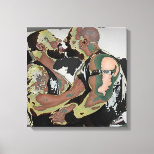 Bearキスon Double Canvas （60sフラッシュバック） キャンバスプリント