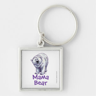 Bearママの白くまの正方形Keychain キーホルダー