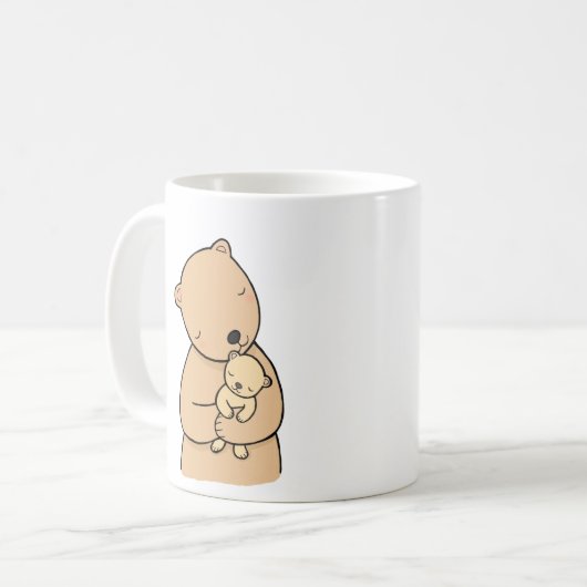 Bearママ及びベビーくまのかわいい森林動物のマグ コーヒーマグカップ (正面左)