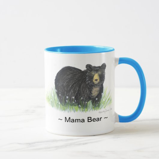 Bear ~のママの~のツキノワグマの青いトリムのマグ マグカップ (右)