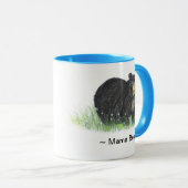 Bear ~のママの~のツキノワグマの青いトリムのマグ マグカップ (正面右)